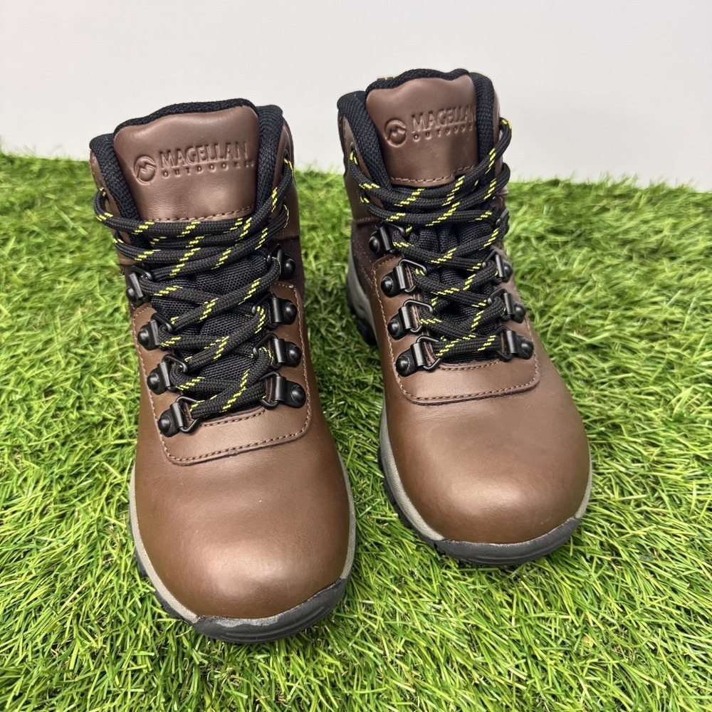 Magellan Kids Brown Action Leather Waterproof Outdoor Hiking Boots Size 11D